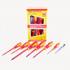 SCREW DRIVER SET VDE INSULATED 4X FLAT - 1.2X6.5X150MM, 1.0X5.5X125MM ,0.8X4.0X100MM, 0.4X2.5X75MM2X STAR-PZ2X100MM,PZ1X80MM