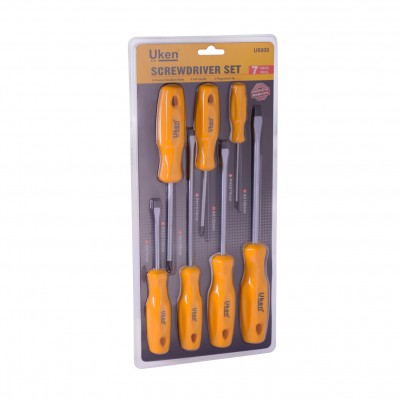 SCREW DRIVER SET 4PCS FLAT 3PCS STAR.  FLAT - 5X75MM, 5X150MM, 6X125MM, 8X150MM.  ,STAR PH0X75MM, PH1X75MM, PH2X100MM.