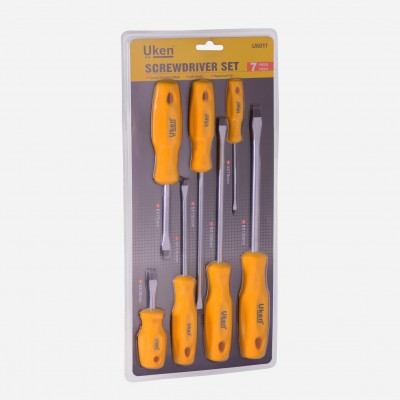 SCREW DRIVER SET 7PCS SLOTED - ( FLAT 3X75MM, 6X38MM,6X75MM,5X100MM, 5X150MM,6X150MM,,8X150MM )