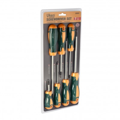 SCREW DRIVER SET 7PCS - STAR 3X75MM, 6X75MM, 5X100MM, 5X150MM, 6X150MM, 8X150MM.